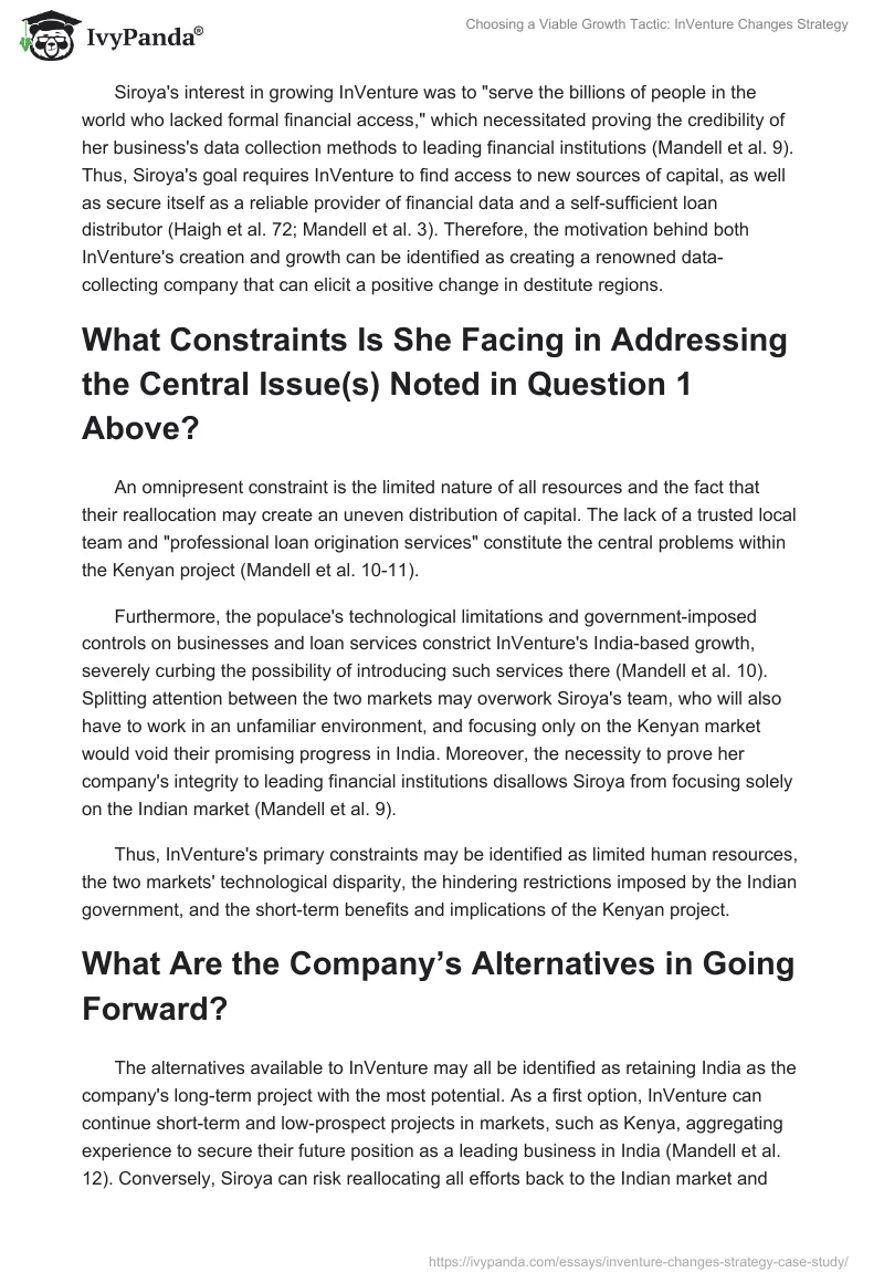 Choosing a Viable Growth Tactic: InVenture Changes Strategy. Page 2