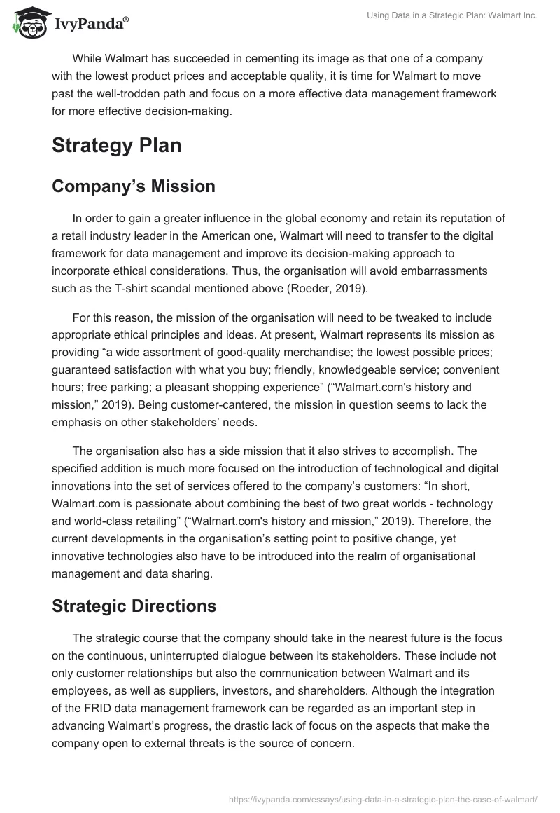 Using Data in a Strategic Plan: Walmart Inc.. Page 5