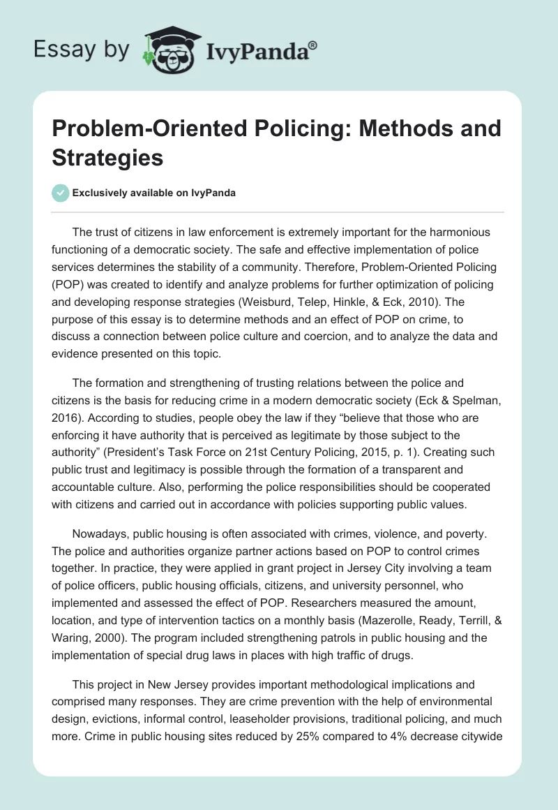 Problem-Oriented Policing: Methods and Strategies. Page 1