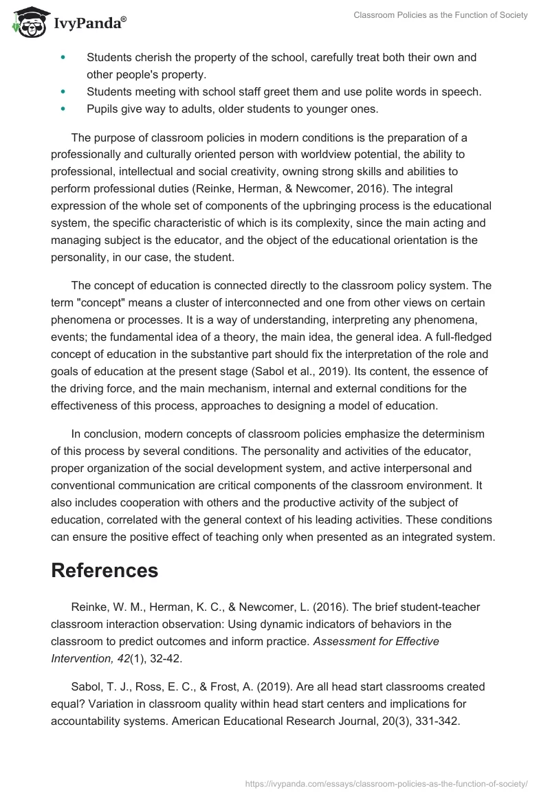 Classroom Policies as the Function of Society. Page 2