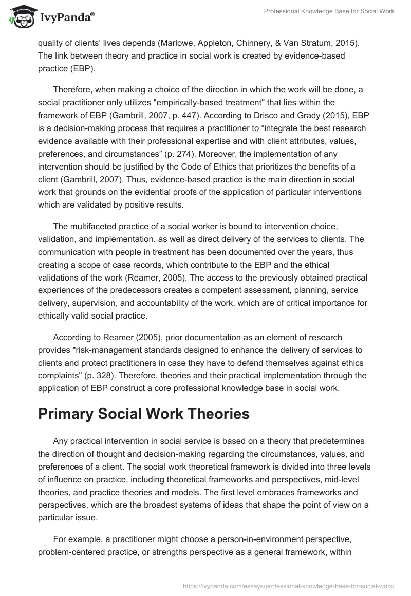 Professional Knowledge Base for Social Work. Page 2