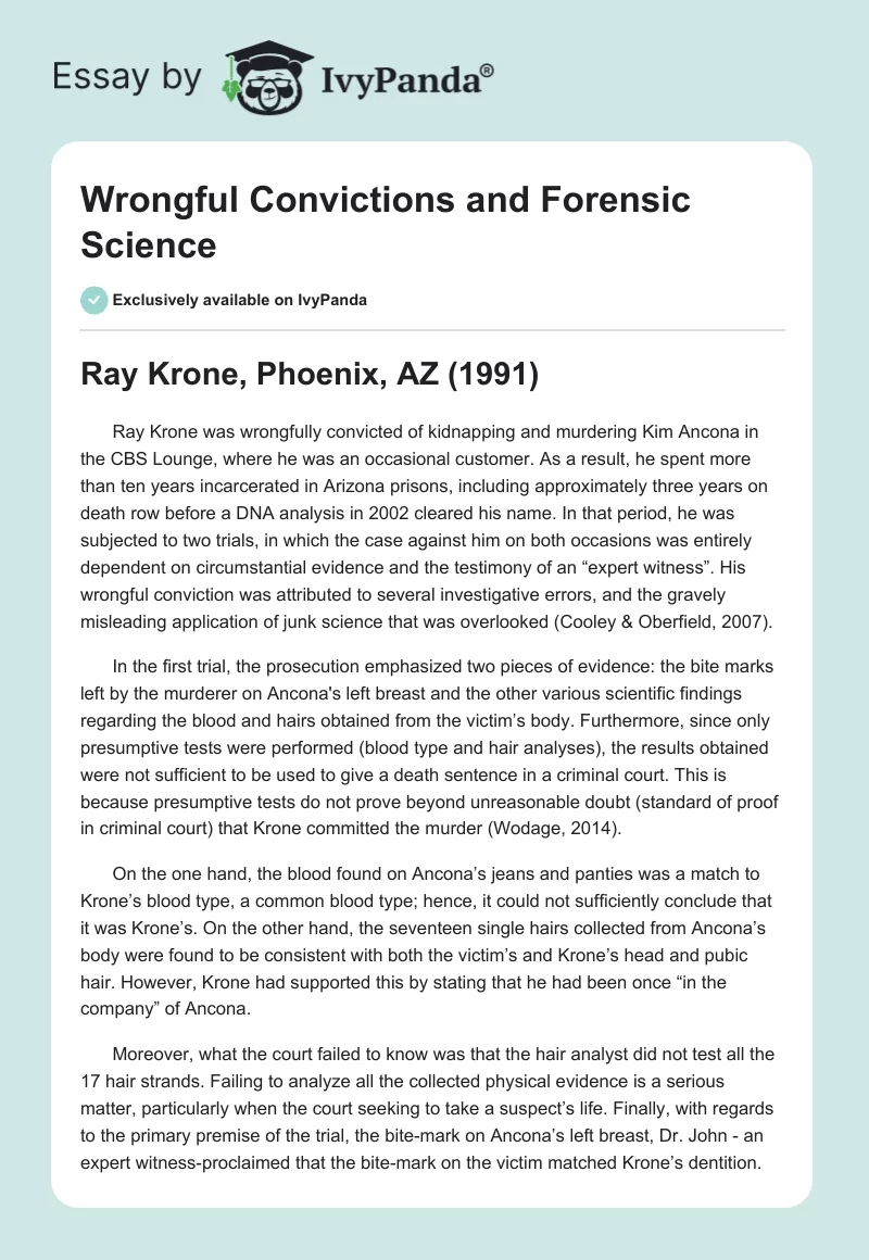 Wrongful Convictions and Forensic Science. Page 1