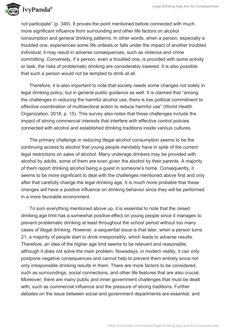 Legal Drinking Age and Its Consequences. Page 3