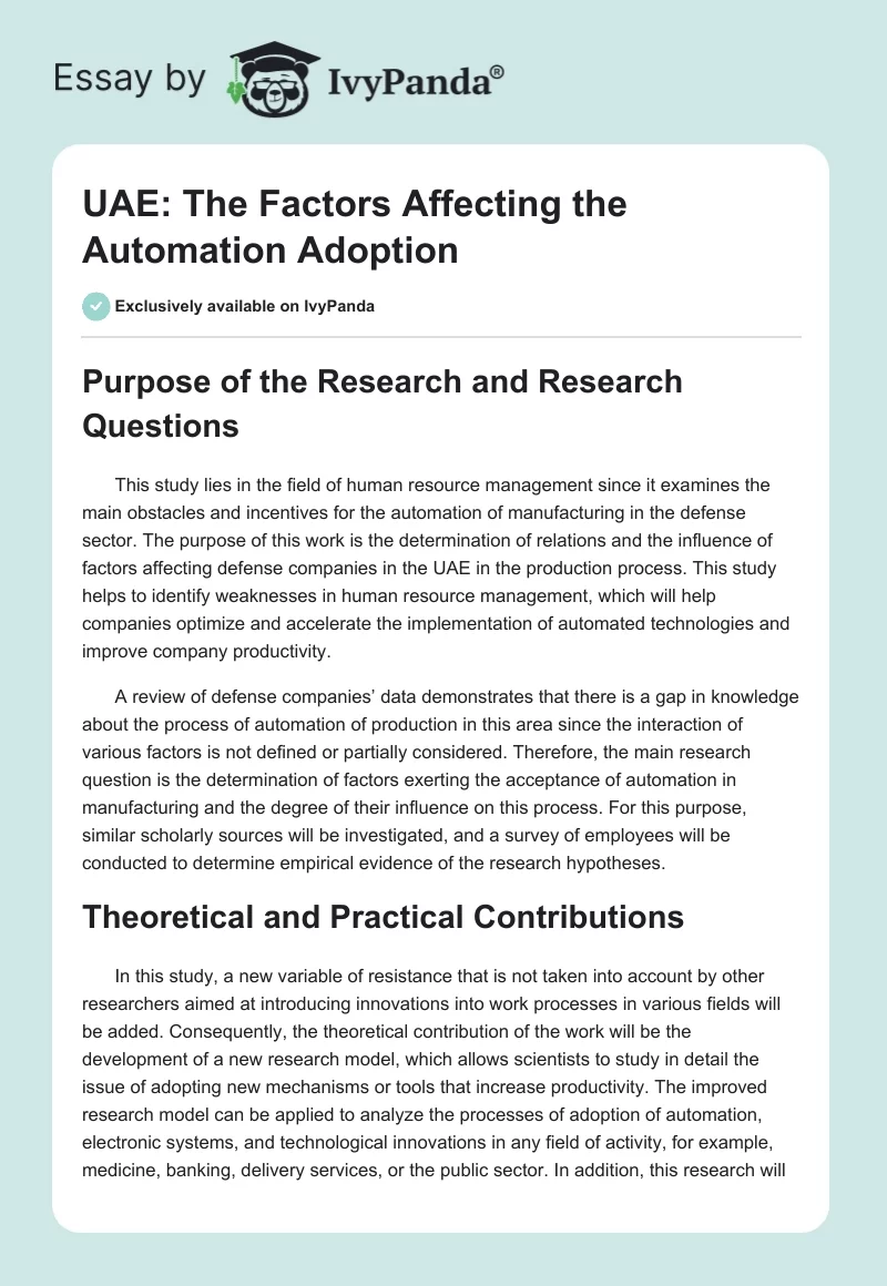 UAE: The Factors Affecting the Automation Adoption. Page 1