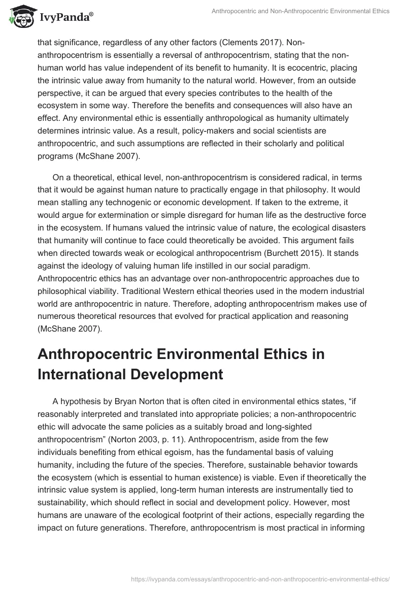 Anthropocentric and Non-Anthropocentric Environmental Ethics. Page 2