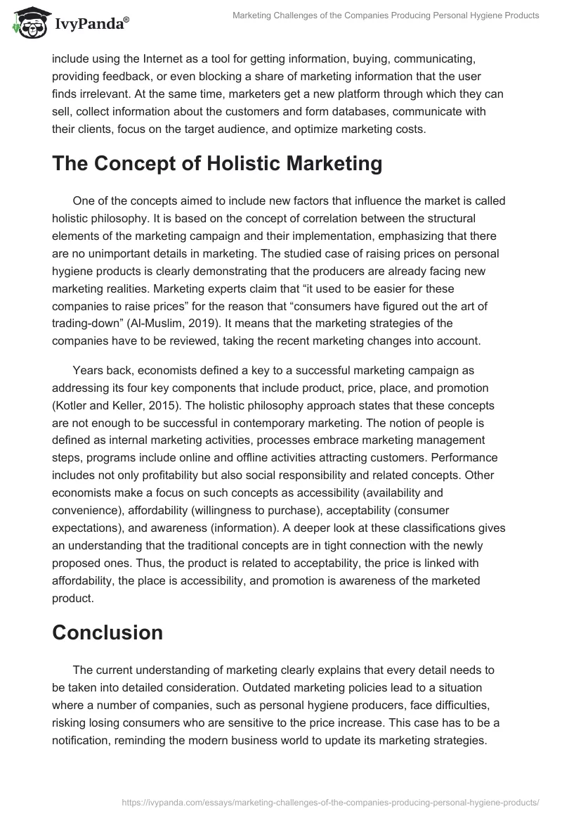 Marketing Challenges of the Companies Producing Personal Hygiene Products. Page 2