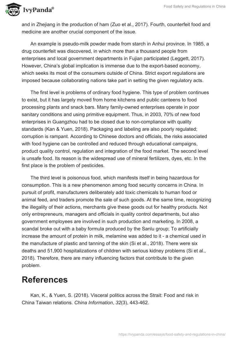 Food Safety and Regulations in China. Page 3