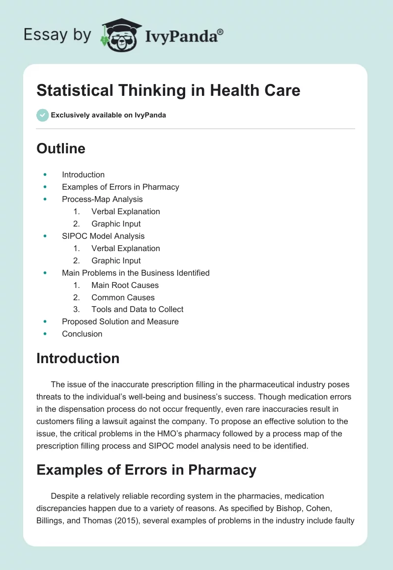 Statistical Thinking in Health Care. Page 1