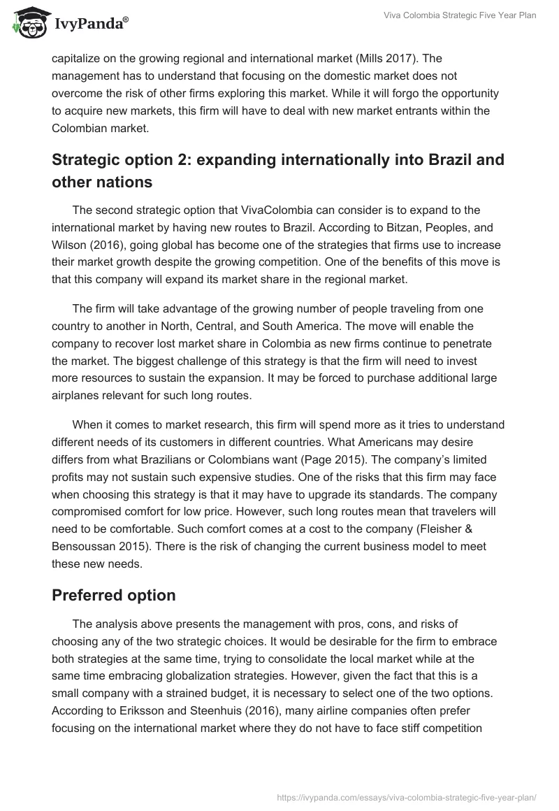 Viva Colombia Strategic Five Year Plan. Page 5