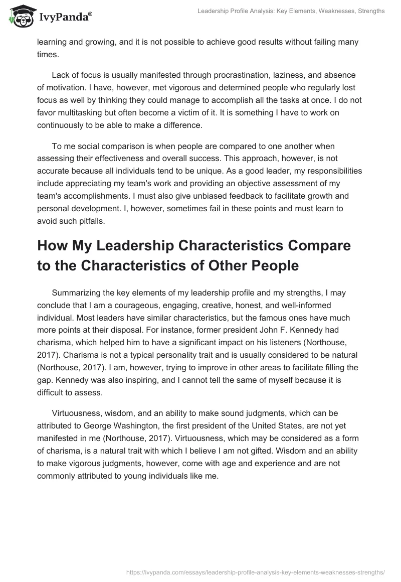 Leadership Profile Analysis: Key Elements, Weaknesses, Strengths. Page 4