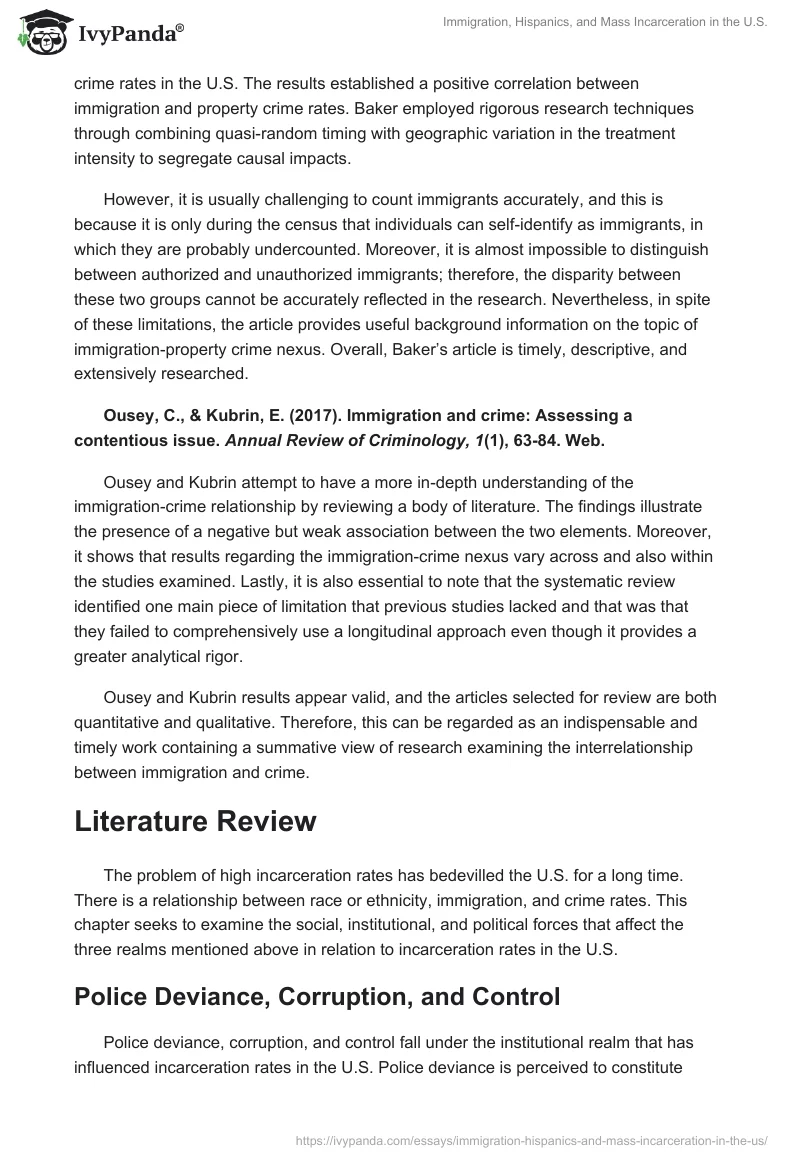 Immigration, Hispanics, and Mass Incarceration in the U.S.. Page 2