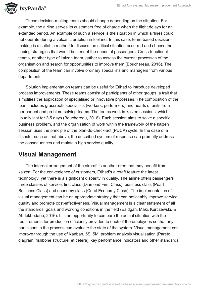 Etihad Airways and Japanese Improvement Approach. Page 3