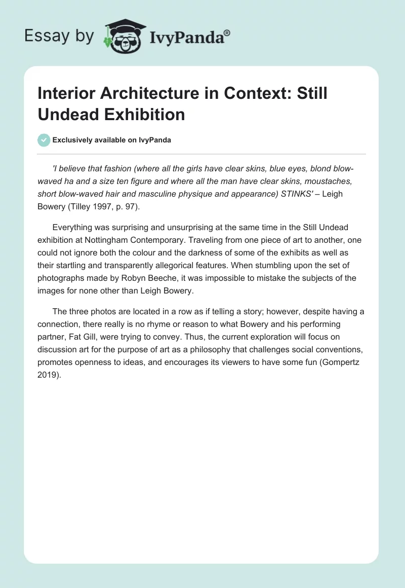 Interior Architecture in Context: Still Undead Exhibition. Page 1