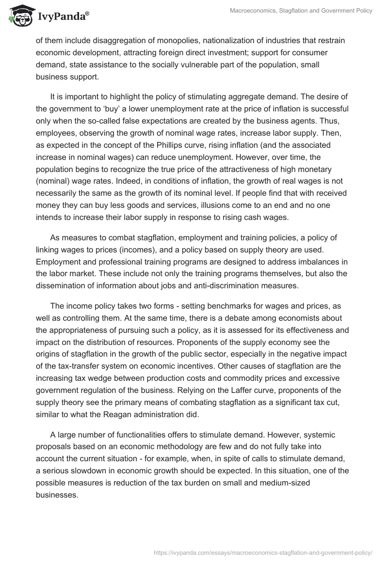 Macroeconomics, Stagflation and Government Policy. Page 3