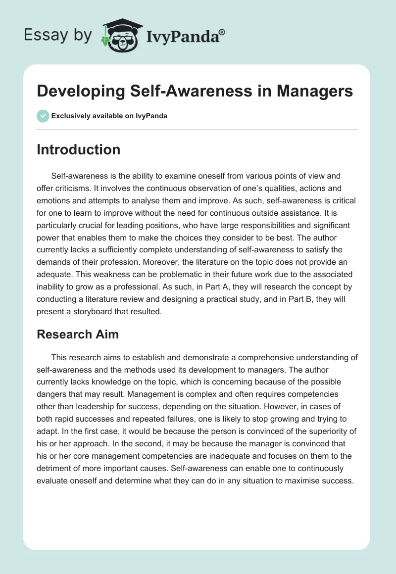 Developing Self-Awareness in Managers. Page 1