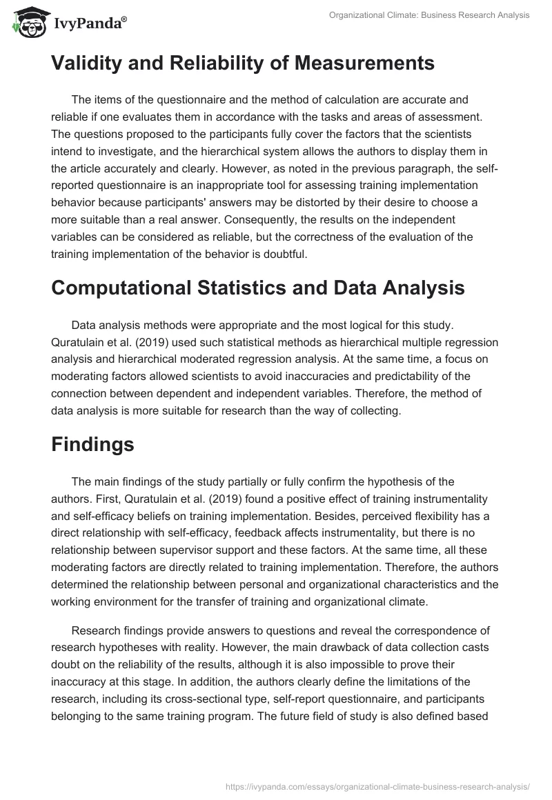 Organizational Climate: Business Research Analysis. Page 5