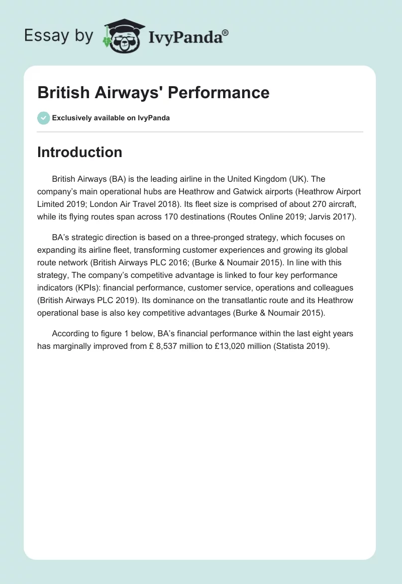 British Airways' Performance. Page 1