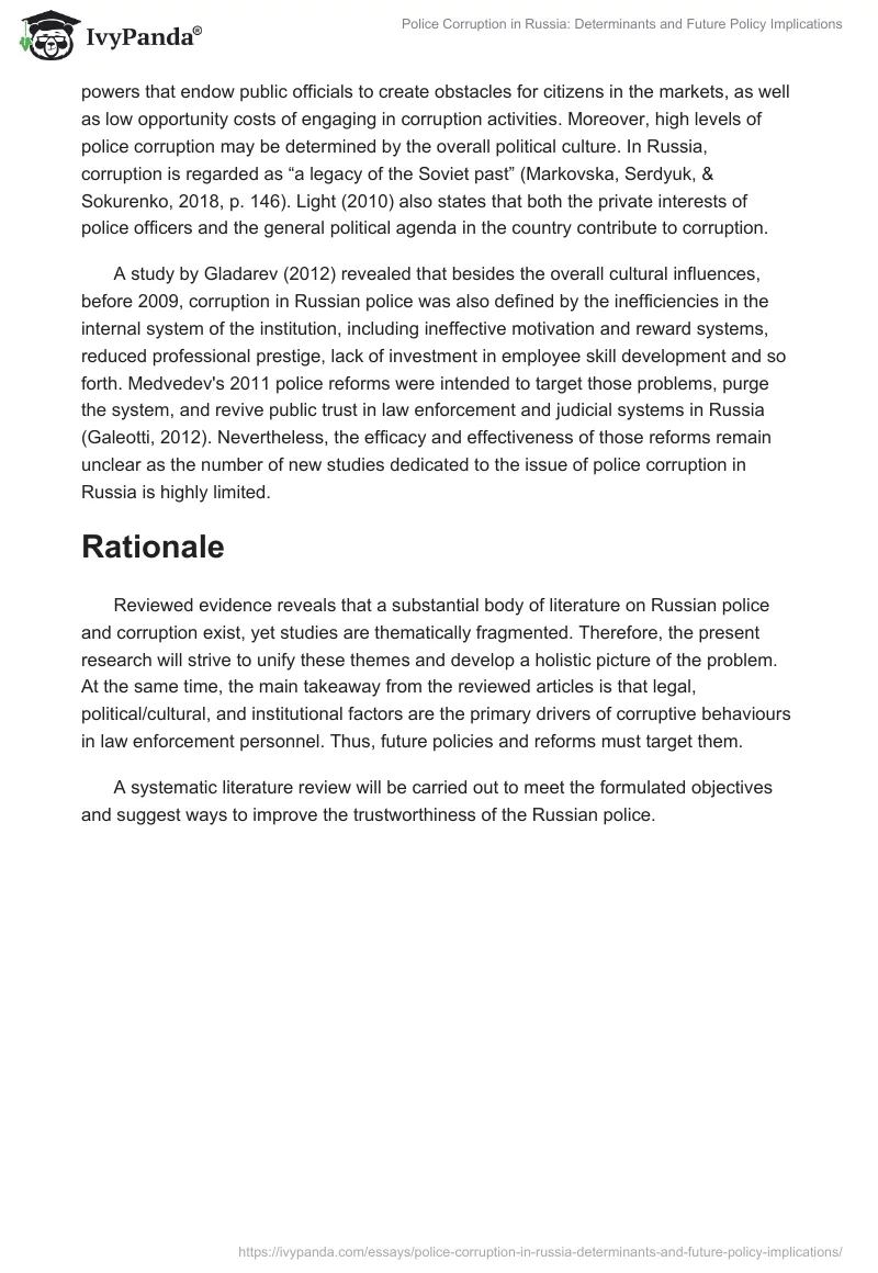 Police Corruption in Russia: Determinants and Future Policy Implications. Page 3