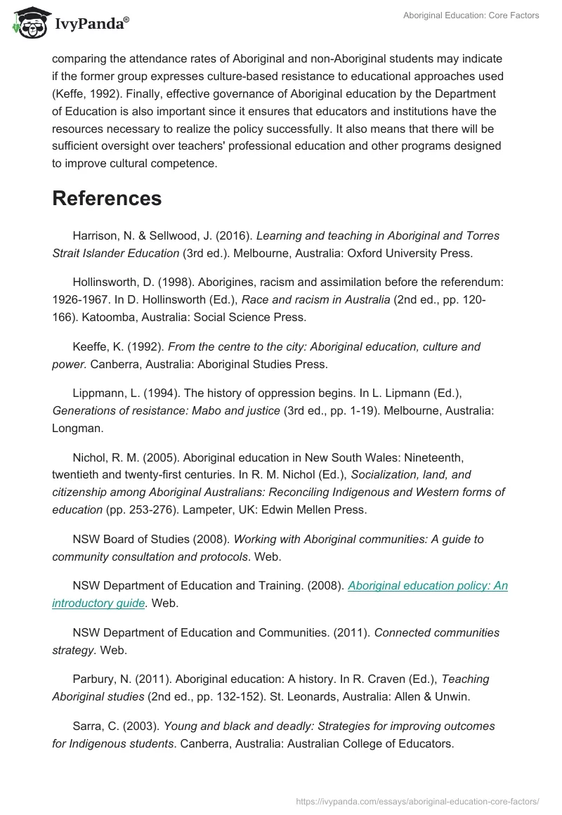 Aboriginal Education: Core Factors. Page 4