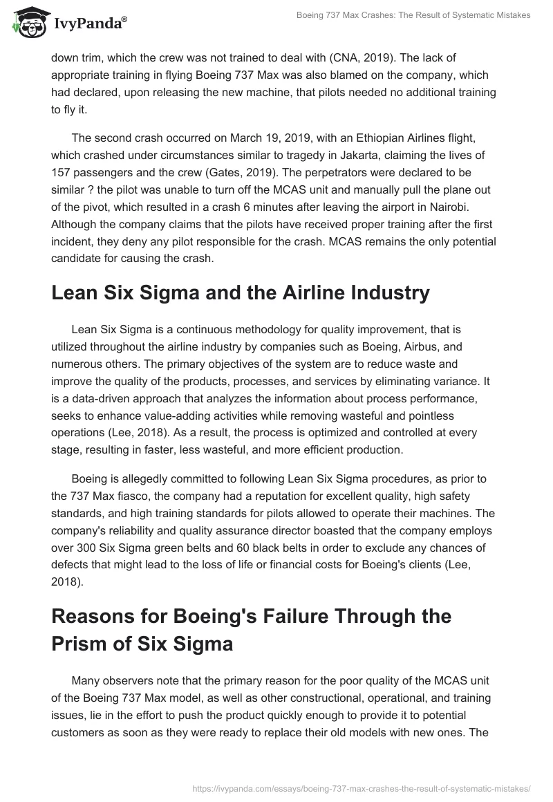 Boeing 737 Max Crashes: The Result of Systematic Mistakes. Page 2
