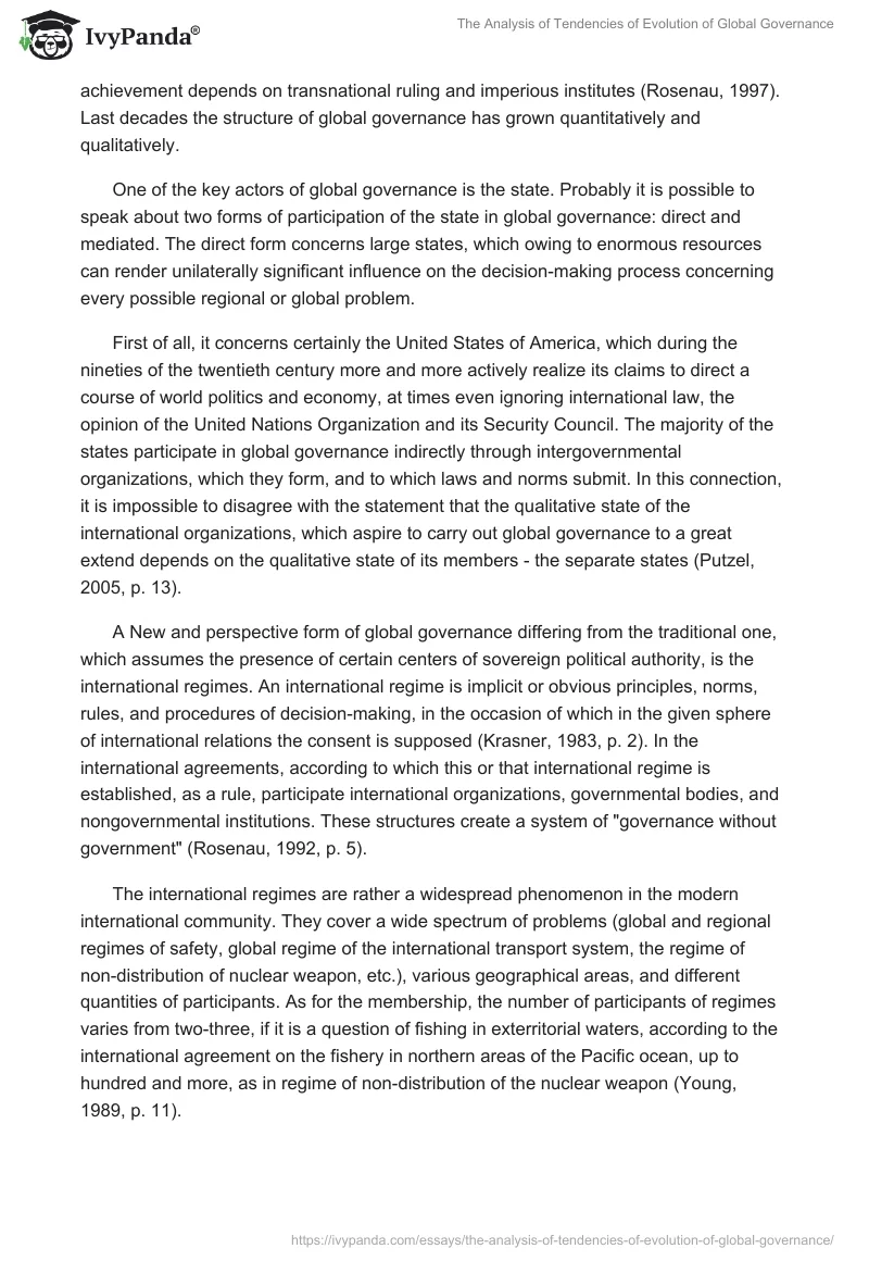 The Analysis of Tendencies of Evolution of Global Governance. Page 3