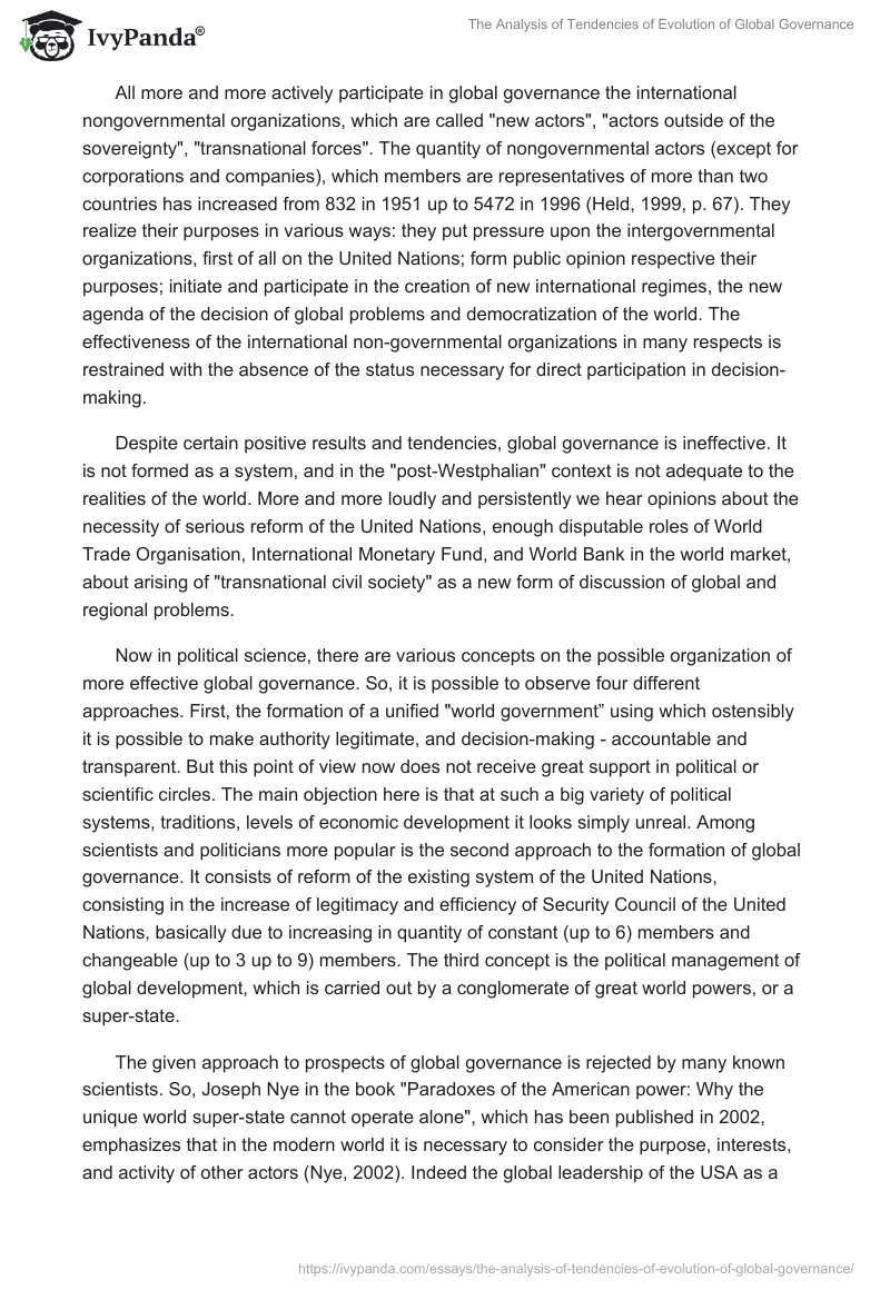 The Analysis of Tendencies of Evolution of Global Governance. Page 4