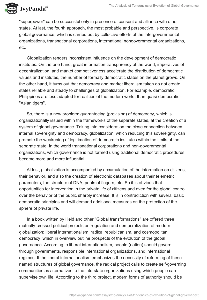 The Analysis of Tendencies of Evolution of Global Governance. Page 5
