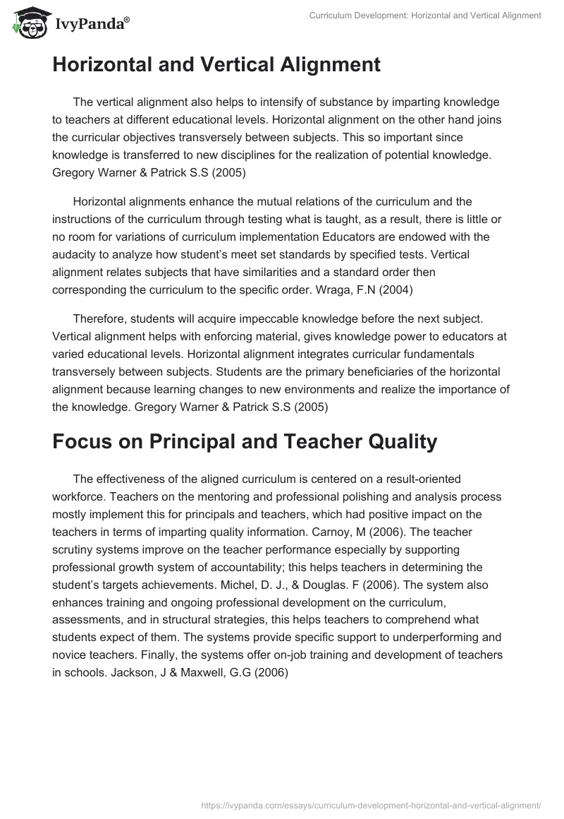 Curriculum Development: Horizontal and Vertical Alignment. Page 2