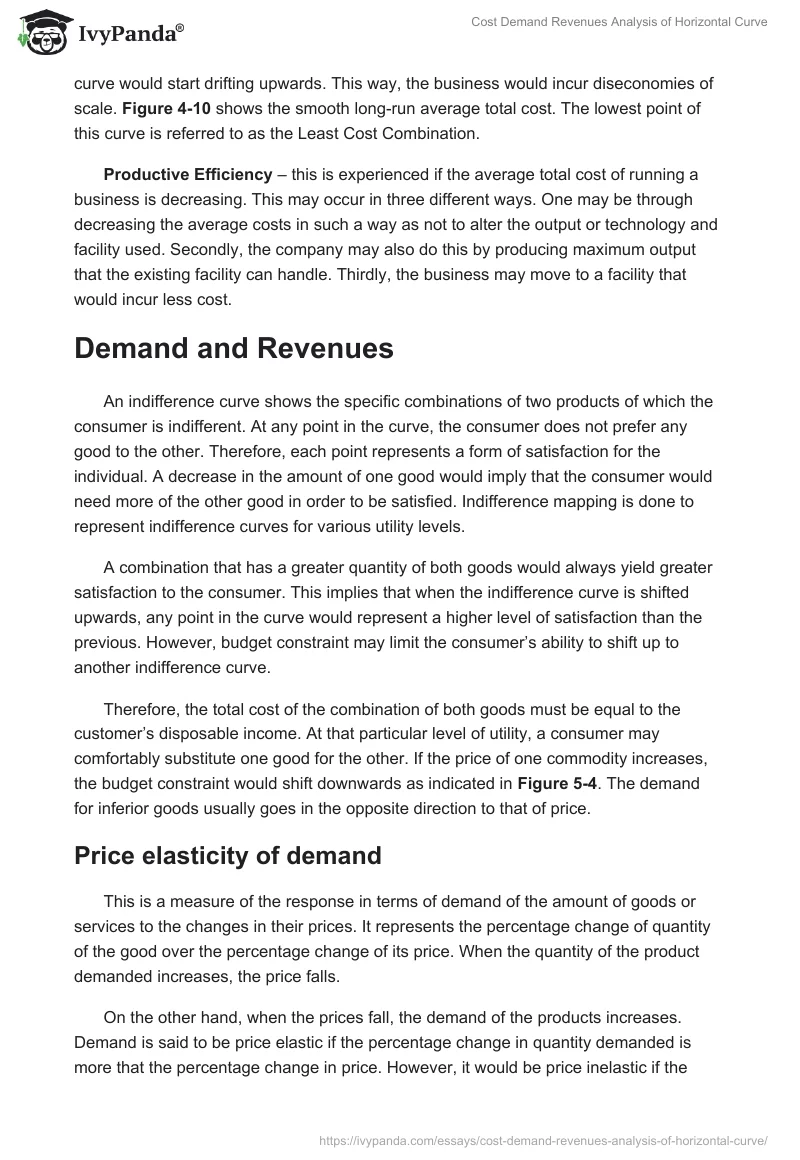 Cost Demand Revenues Analysis of Horizontal Сurve. Page 3