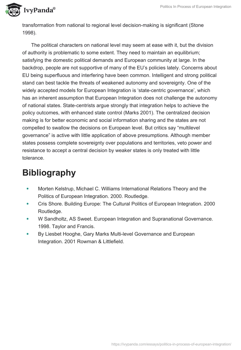 Politics In Process of European Integration. Page 2