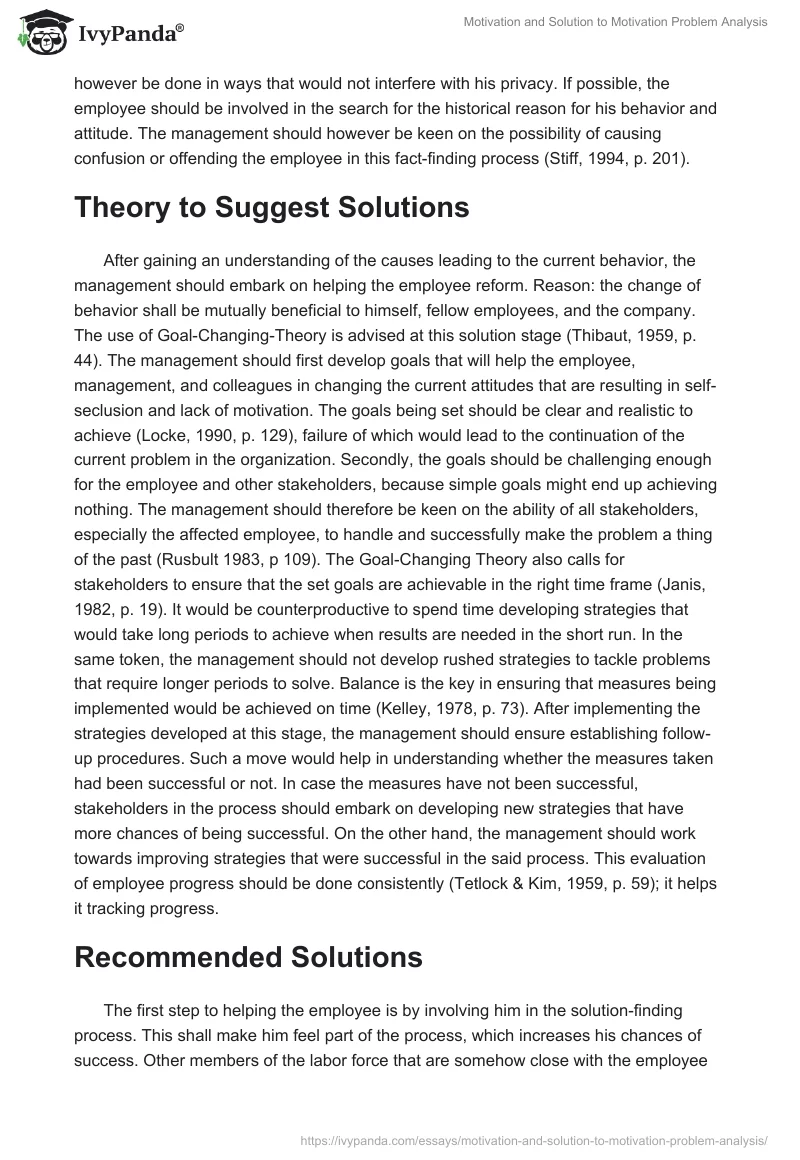 Motivation and Solution to Motivation Problem Analysis. Page 3