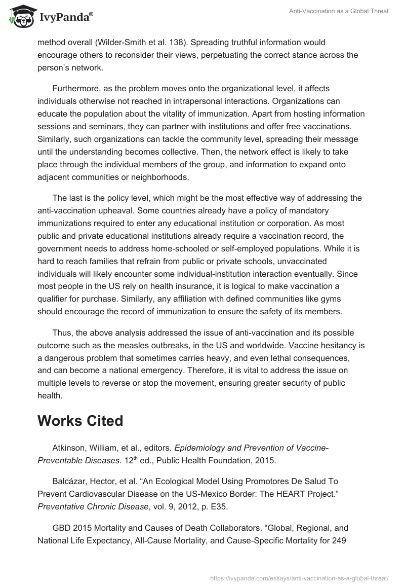 Anti-Vaccination as a Global Threat. Page 2