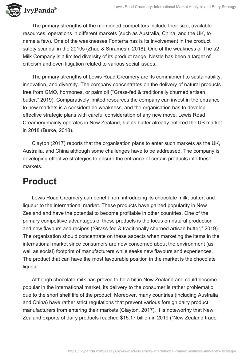 Lewis Road Creamery: International Market Analysis and Entry Strategy. Page 2