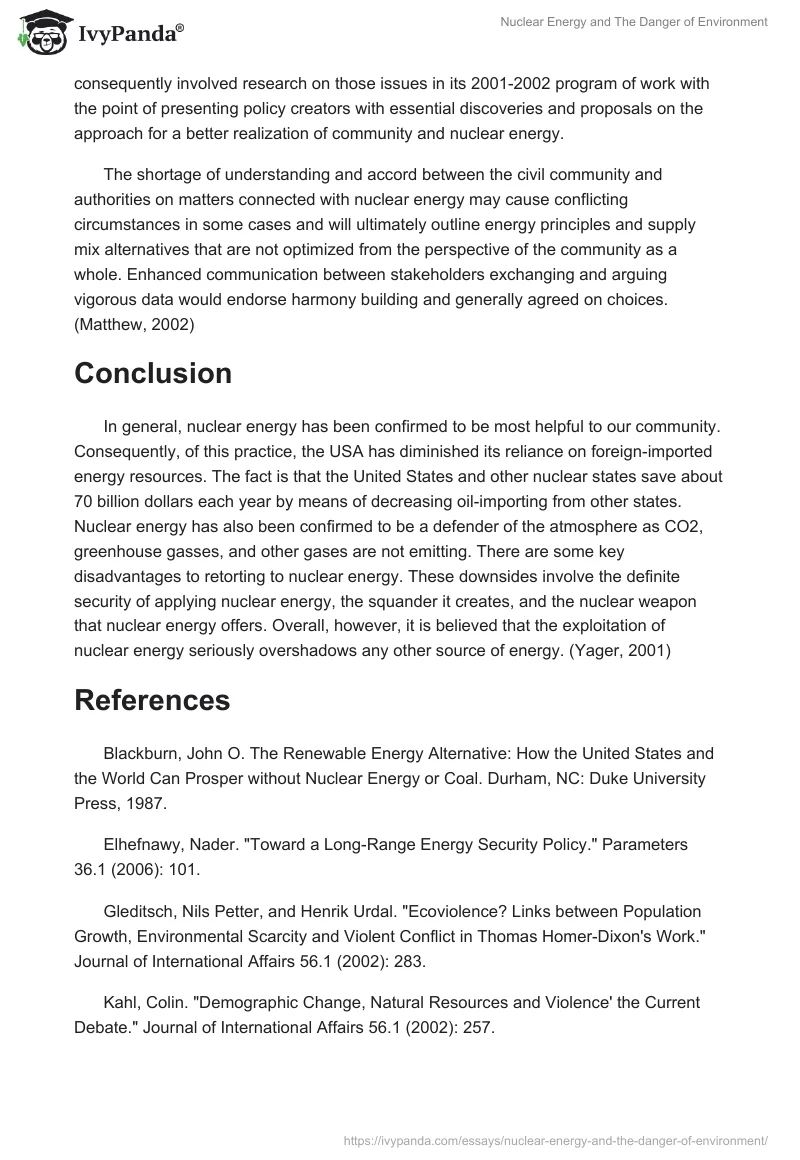 Nuclear Energy and The Danger of Environment. Page 2