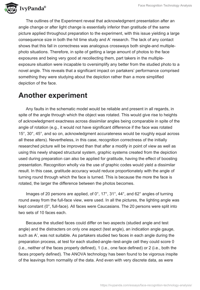 Face Recognition Technology Analysis. Page 2