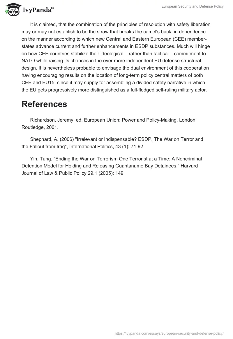 European Security and Defense Policy. Page 2