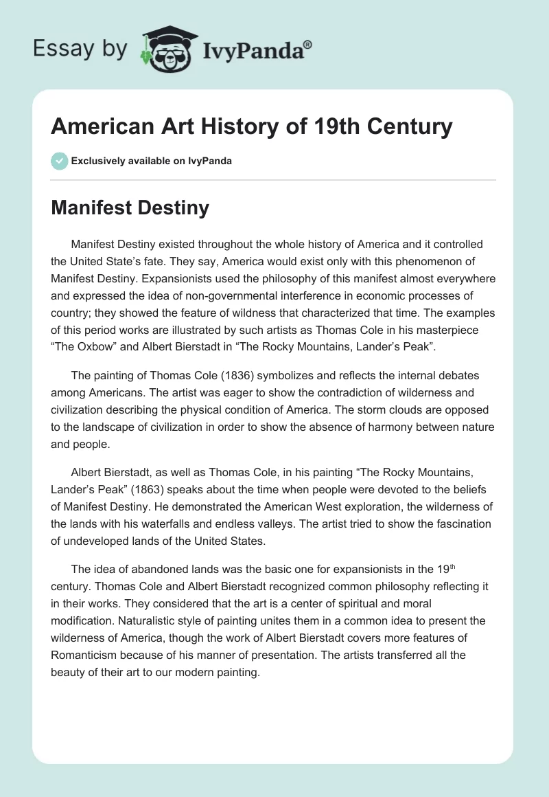 American Art History of 19th Century. Page 1