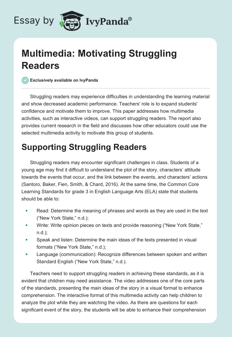 Multimedia: Motivating Struggling Readers. Page 1