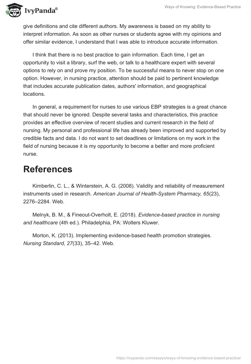 Ways of Knowing: Evidence-Based Practice. Page 2