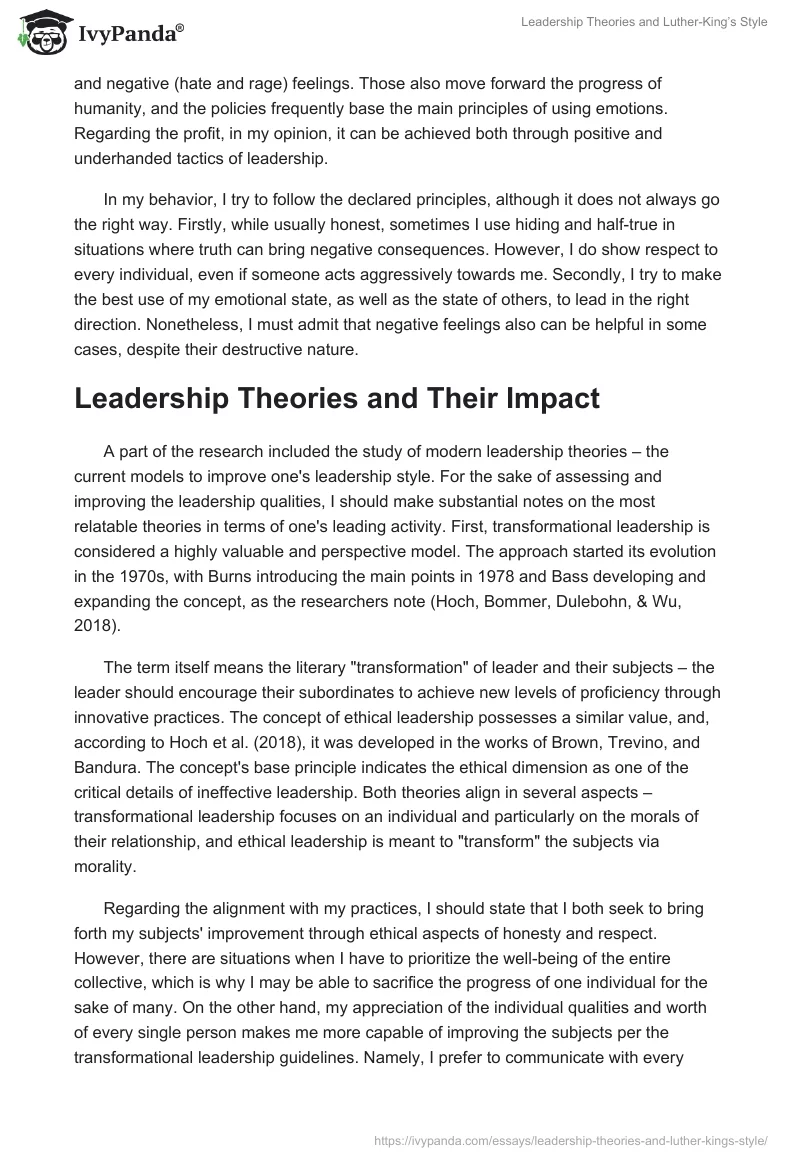 Leadership Theories and Luther-King’s Style. Page 2