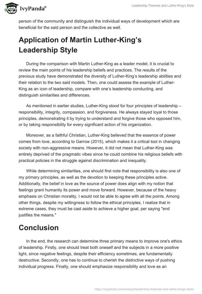 Leadership Theories and Luther-King’s Style. Page 3