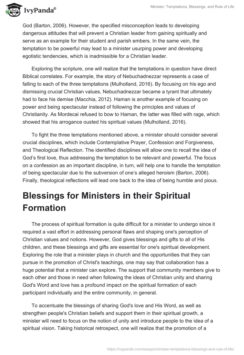 Minister: Temptations, Blessings, and Rule of Life. Page 2