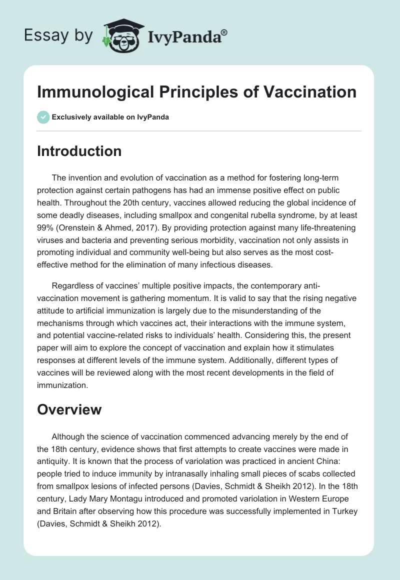 Immunological Principles of Vaccination. Page 1