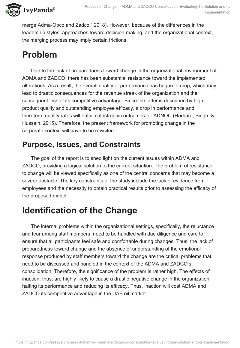 Process of Change in ADMA and ZADCO Consolidation: Evaluating the Solution and Its Implementation. Page 2