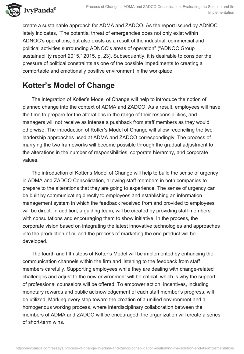 Process of Change in ADMA and ZADCO Consolidation: Evaluating the Solution and Its Implementation. Page 5