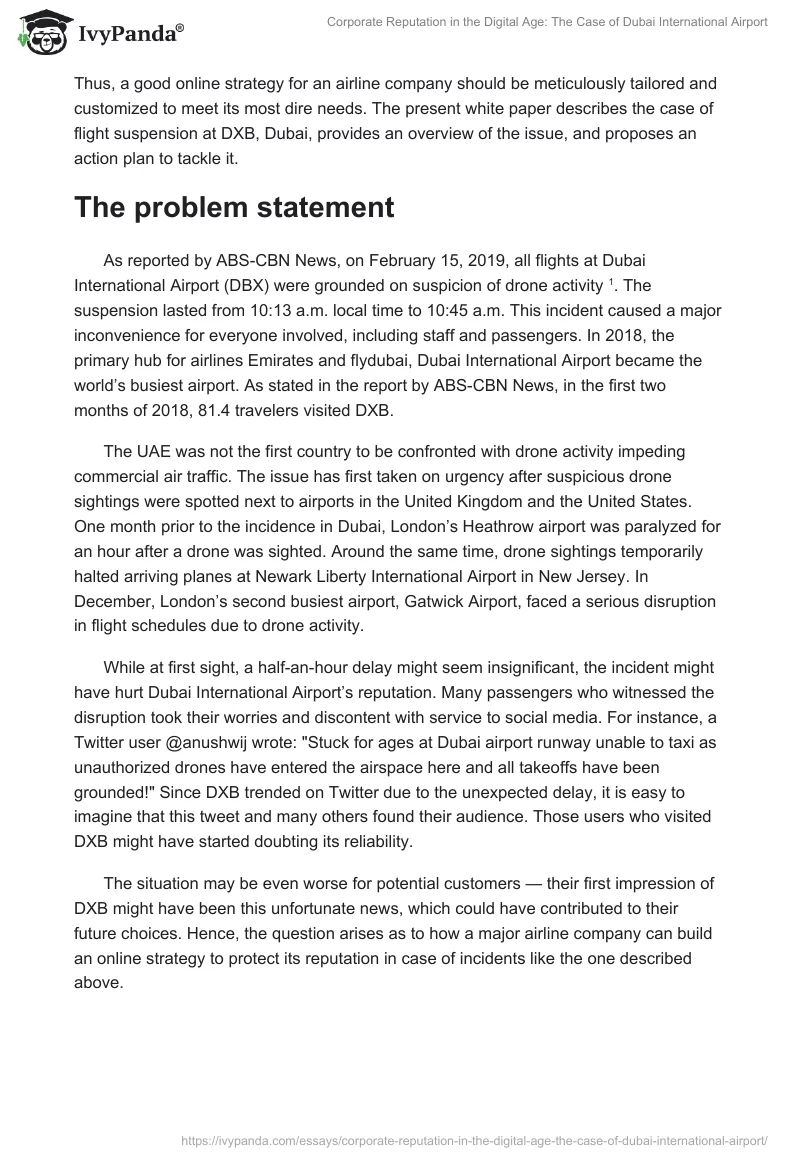Corporate Reputation in the Digital Age: The Case of Dubai International Airport. Page 2