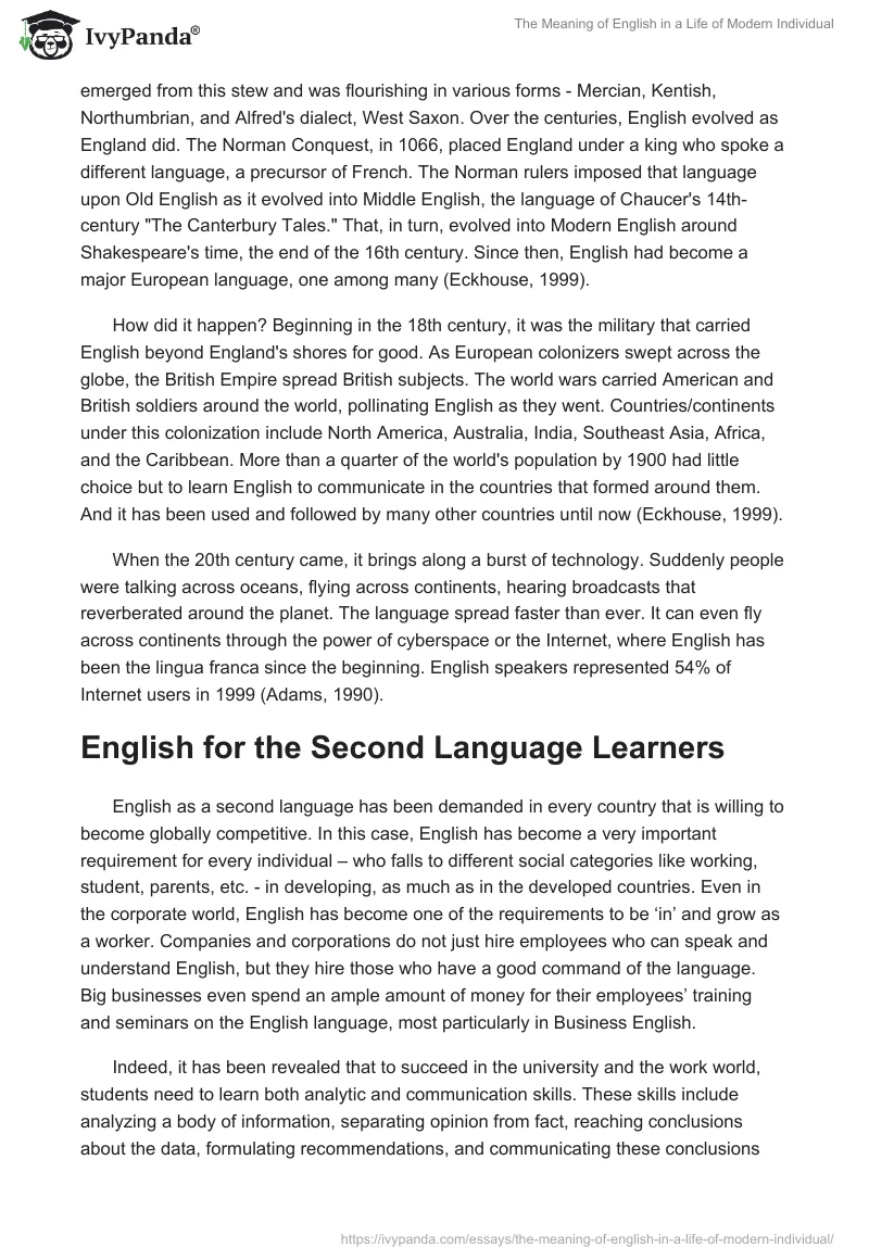 The Meaning of English in a Life of Modern Individual. Page 2