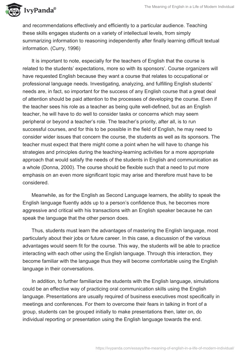 The Meaning of English in a Life of Modern Individual. Page 3