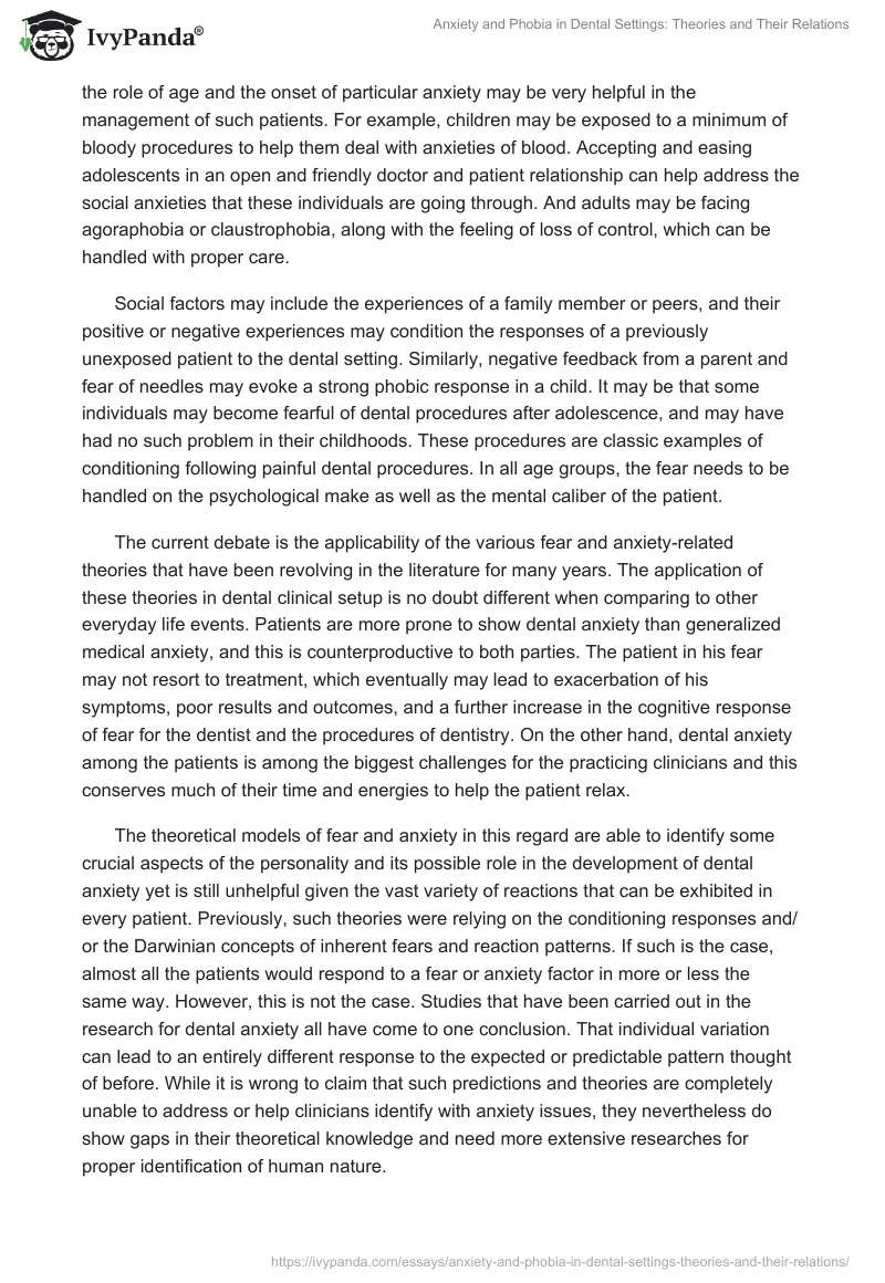 Anxiety and Phobia in Dental Settings: Theories and Their Relations. Page 2