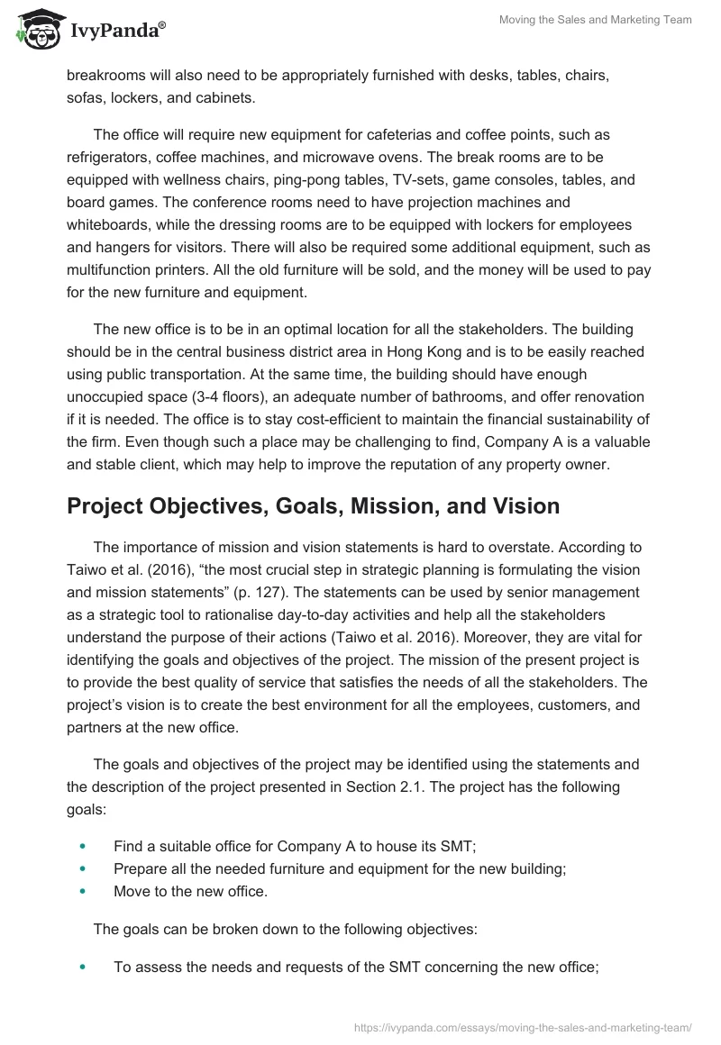 Moving the Sales and Marketing Team. Page 3